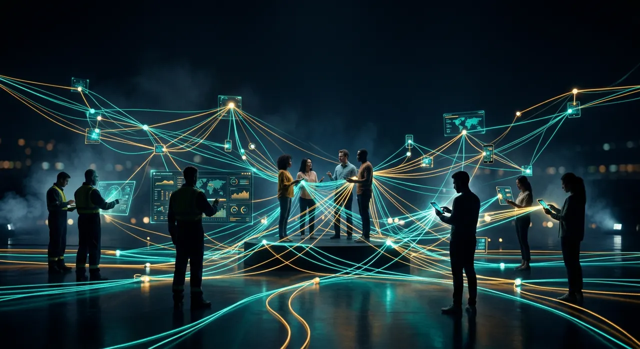 Connectivity First — luminous network linking operators, customers, devices and dashboards in real time